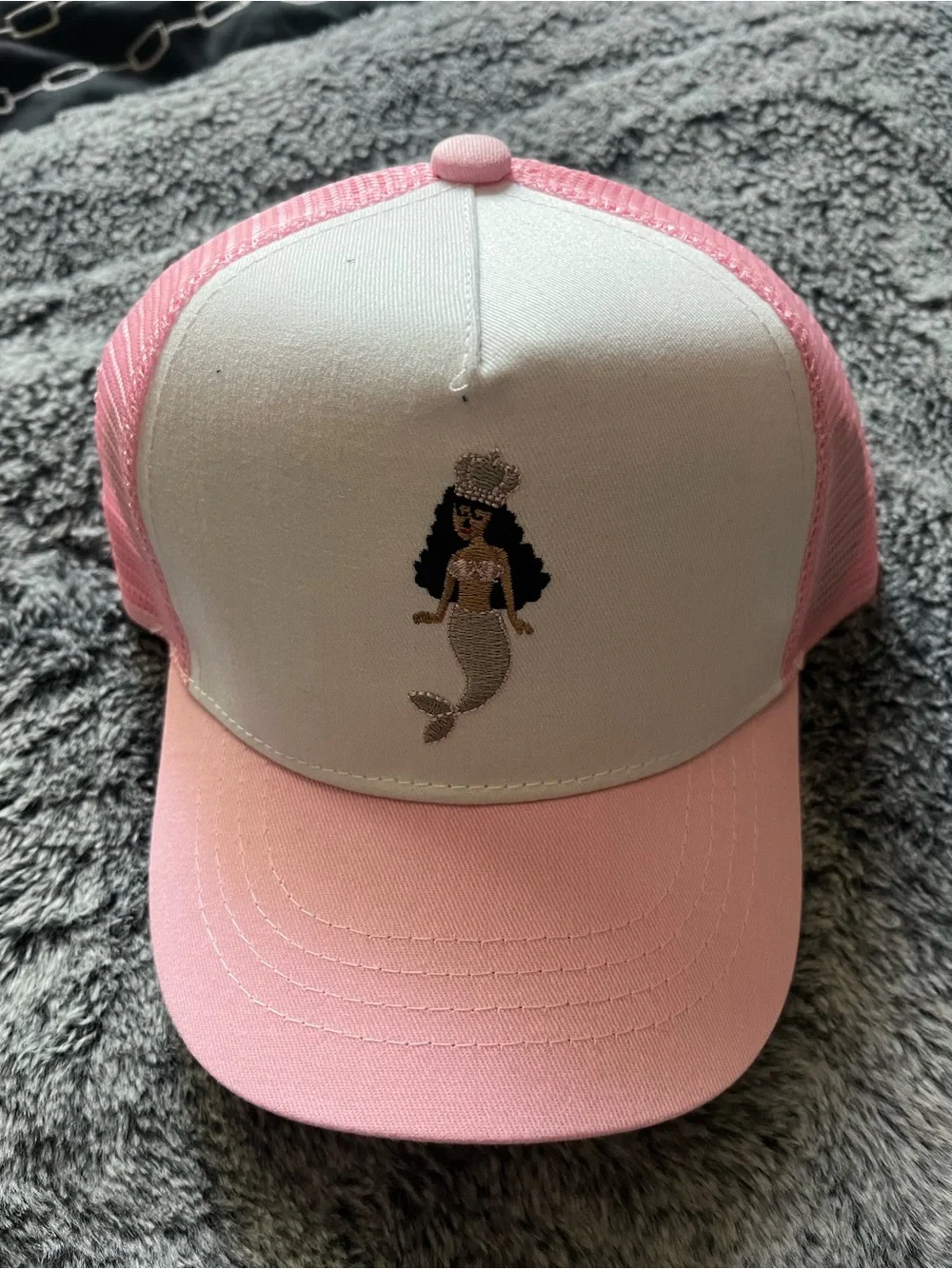 Kids Pink and White Mermaid Trucker Hat